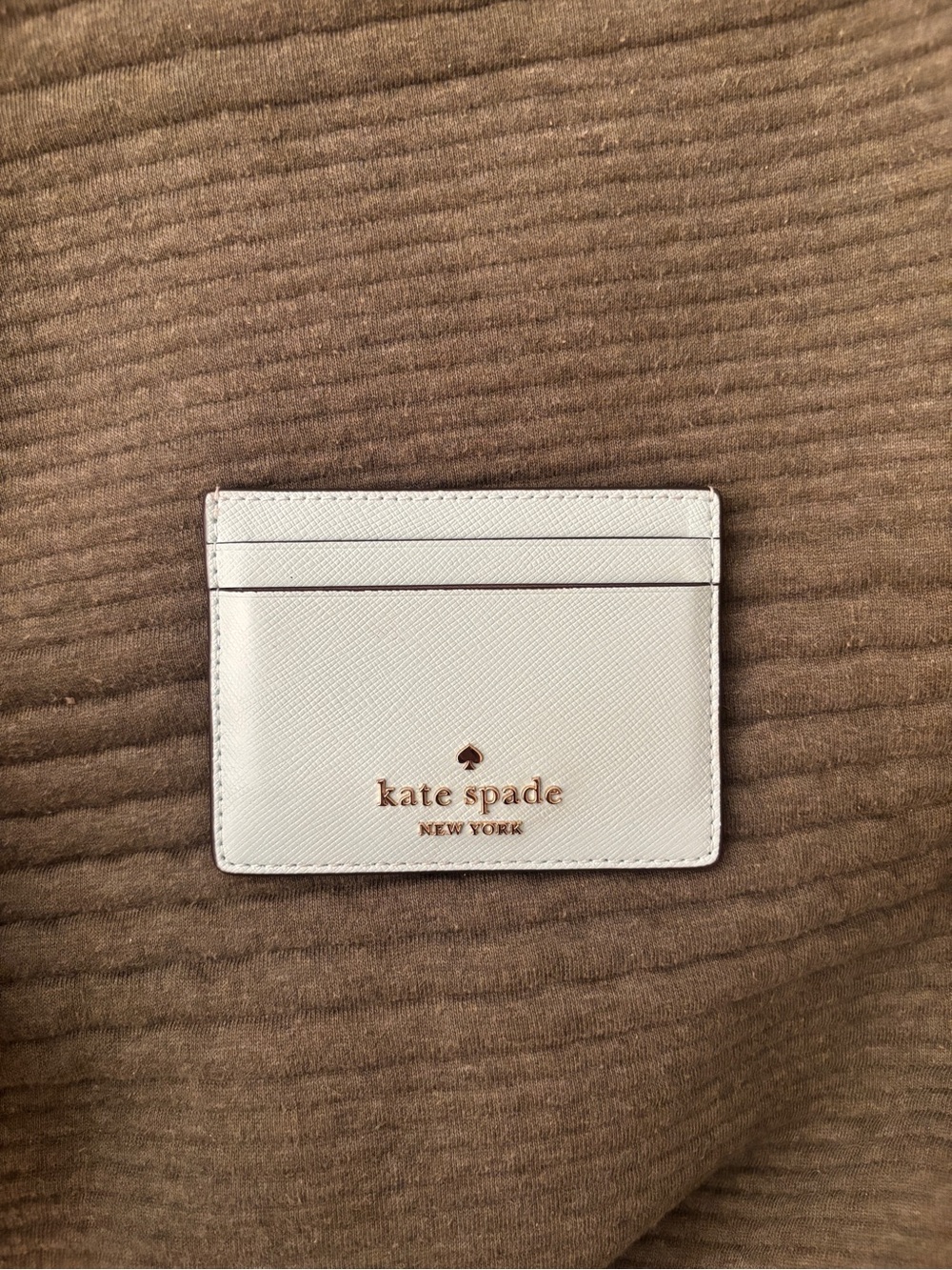 kate spade White Leather Card Case with Gold Logo